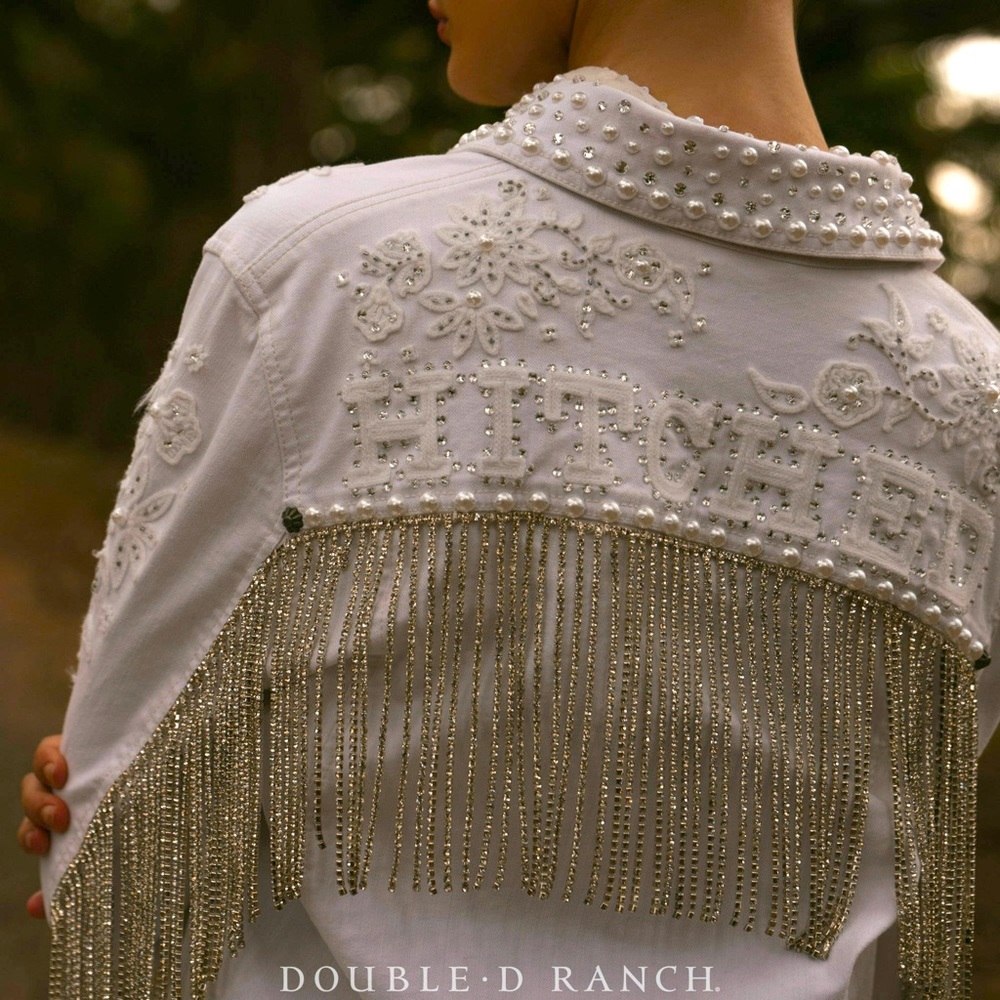 "Boot Barn Double D Ranch Hitched Bridal Jacket rhinestone pearls embroidery M